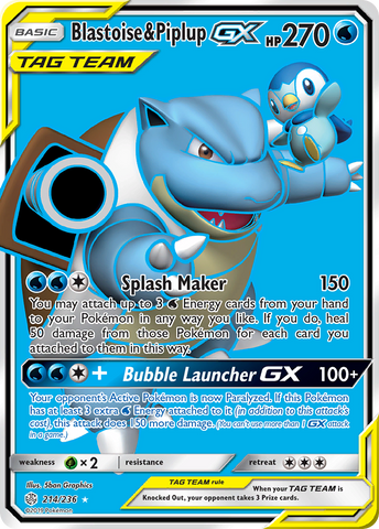 Blastoise & Piplup GX (214/236) [Sun & Moon: Cosmic Eclipse] - Comfy Hobbies
