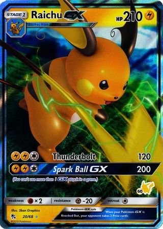 Raichu GX (20/68) (Pikachu Stamp #60) [Battle Academy 2020] - Comfy Hobbies