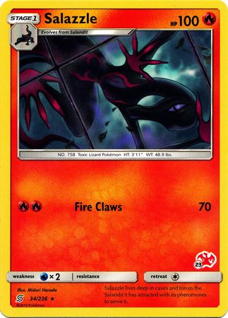Salazzle (34/236) (Charizard Stamp #23) [Battle Academy 2020] - Comfy Hobbies