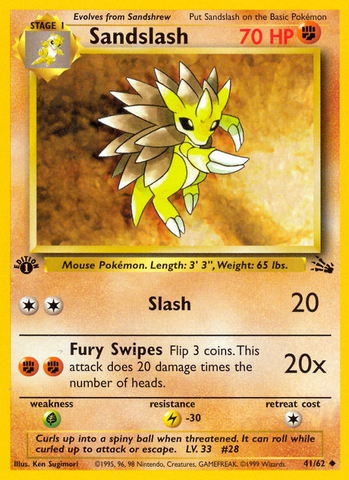 Sandslash (41/62) [Fossil 1st Edition] - Comfy Hobbies