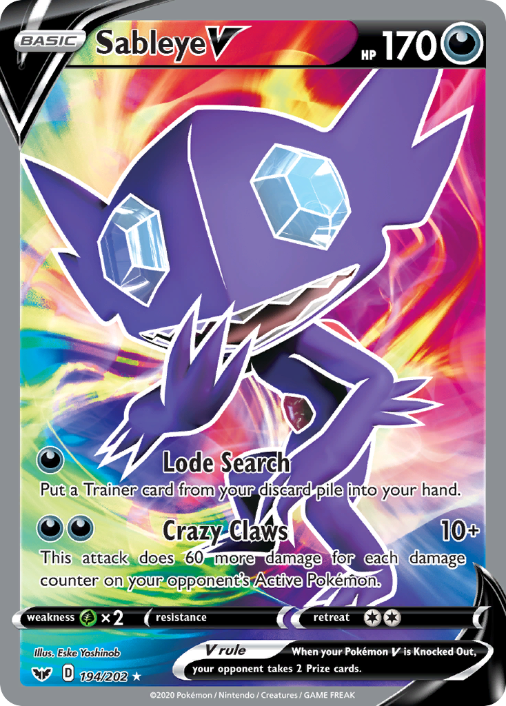 Sableye V (194/202) [Sword & Shield: Base Set] - Comfy Hobbies