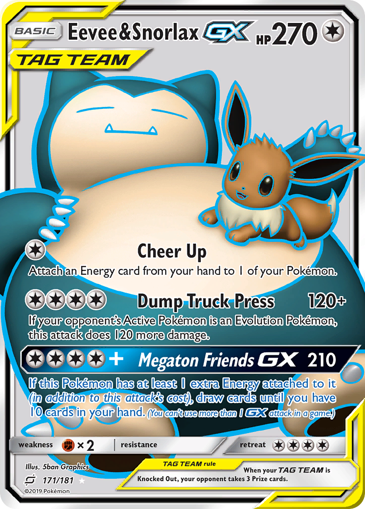 Eevee & Snorlax GX (171/181) [Sun & Moon: Team Up] - Comfy Hobbies