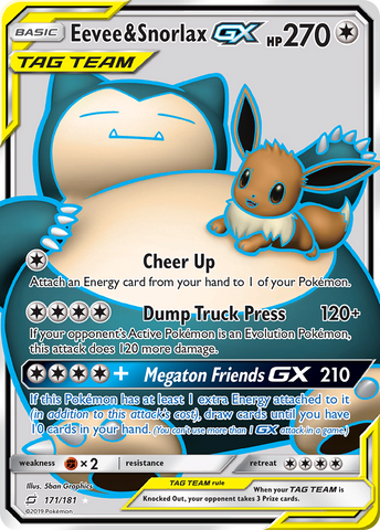 Eevee & Snorlax GX (171/181) [Sun & Moon: Team Up] - Comfy Hobbies