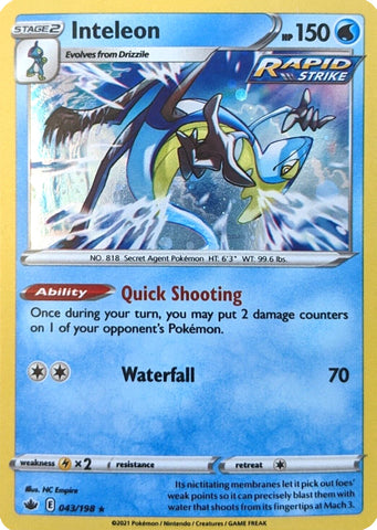 Inteleon (043/198) (Cosmos Holo) [Sword & Shield: Chilling Reign] - Comfy Hobbies
