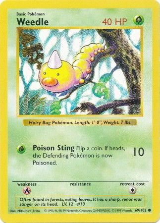 Weedle (69/102) [Base Set Shadowless Unlimited] - Comfy Hobbies