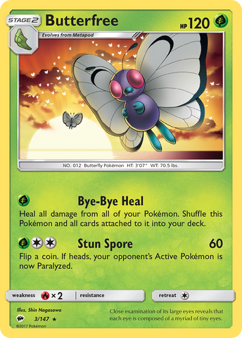 Butterfree (3/147) [Sun & Moon: Burning Shadows] - Comfy Hobbies