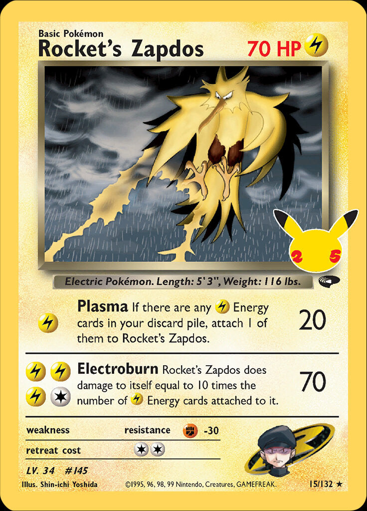 Rocket's Zapdos (15/132) [Celebrations: 25th Anniversary - Classic Collection] - Comfy Hobbies