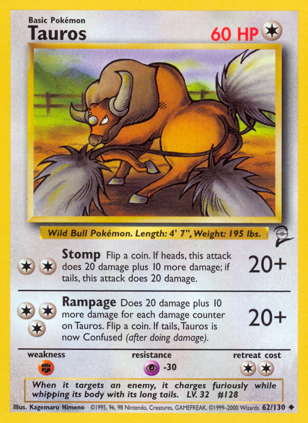 Tauros (62/130) [Base Set 2] - Comfy Hobbies