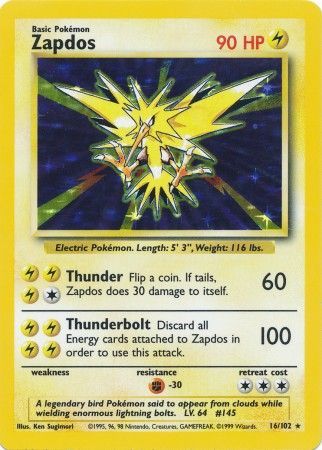 Zapdos (16/102) [Base Set Unlimited] - Comfy Hobbies