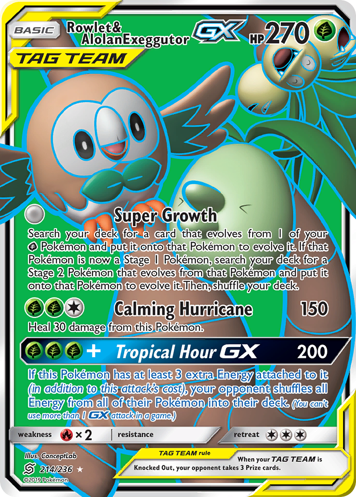 Rowlet & Alolan Exeggutor GX (214/236) [Sun & Moon: Unified Minds] - Comfy Hobbies