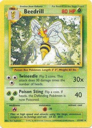 Beedrill (17/102) [Base Set Unlimited] - Comfy Hobbies