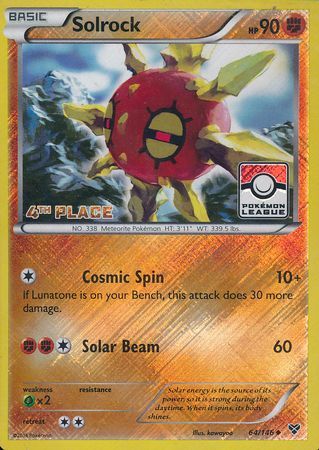Solrock (64/146) (4th Place League Challenge Promo) [XY: Base Set] - Comfy Hobbies