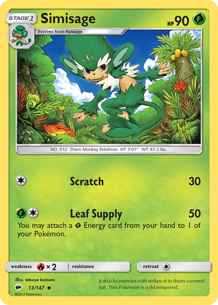 Simisage (13/147) [Sun & Moon: Burning Shadows] - Comfy Hobbies