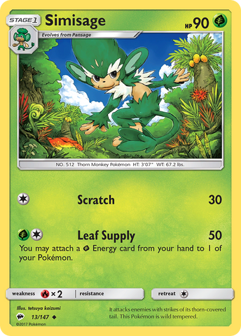 Simisage (13/147) [Sun & Moon: Burning Shadows] - Comfy Hobbies
