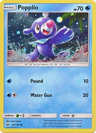 Popplio (39/149) (Cosmos Holo) [Sun & Moon: Base Set] - Comfy Hobbies