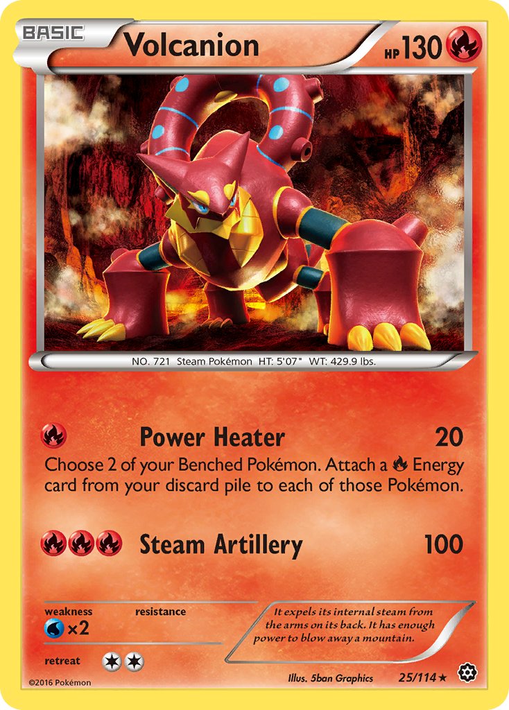 Volcanion (25/114) (Cracked Ice Holo) (Theme Deck Exclusive) [XY: Steam Siege] - Comfy Hobbies