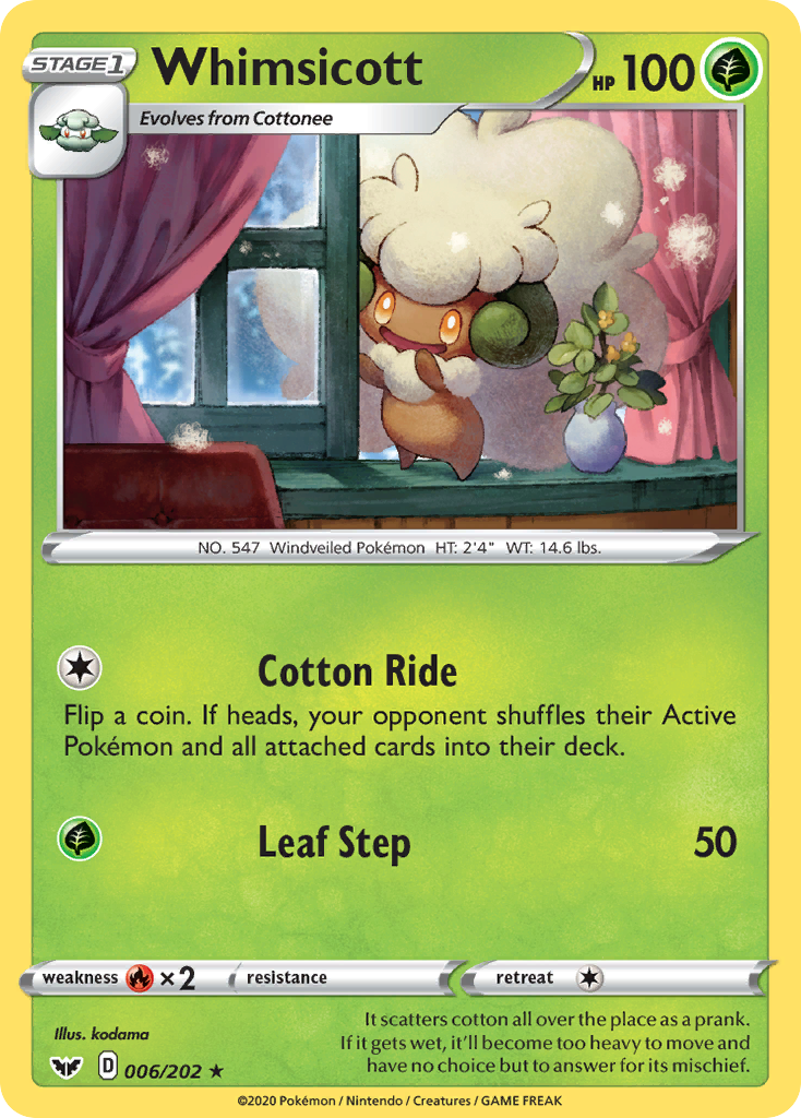 Whimsicott (006/202) [Sword & Shield: Base Set] - Comfy Hobbies