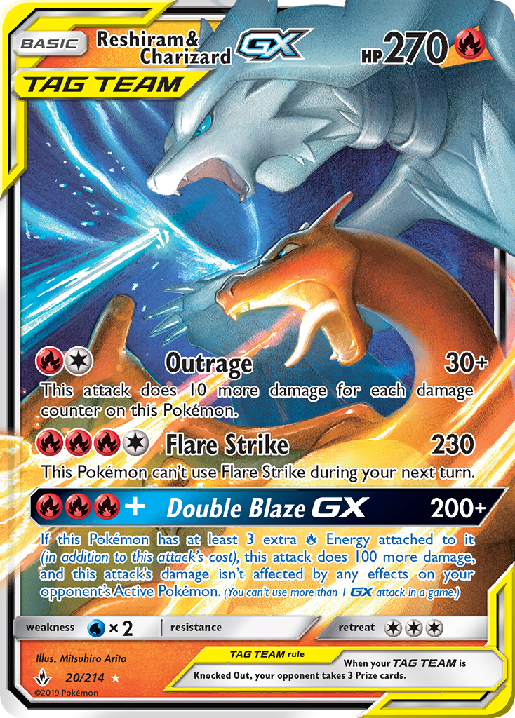 Reshiram & Charizard GX (20/214) [Sun & Moon: Unbroken Bonds] - Comfy Hobbies