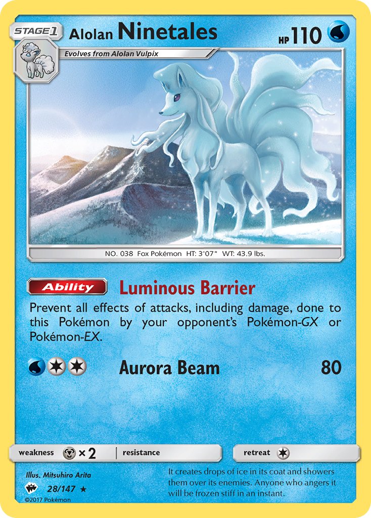 Alolan Ninetales (28/147) (Water Web Holo) (Theme Deck Exclusives) [Sun & Moon: Burning Shadows] - Comfy Hobbies