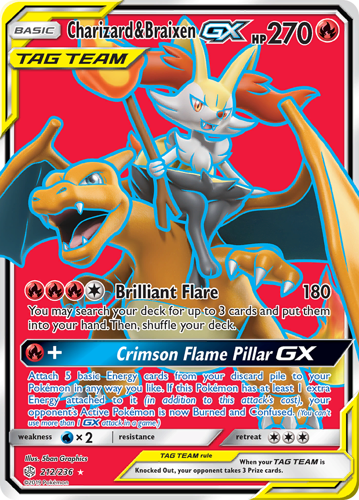 Charizard & Braixen GX (212/236) [Sun & Moon: Cosmic Eclipse] - Comfy Hobbies