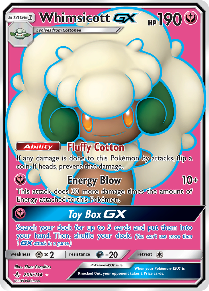 Whimsicott GX (206/214) [Sun & Moon: Unbroken Bonds] - Comfy Hobbies