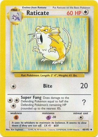 Raticate (40/102) [Base Set Unlimited] - Comfy Hobbies