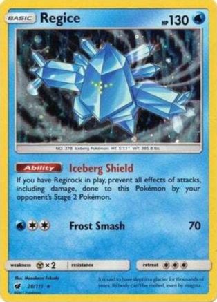 Regice (28/111) (Cosmos Holo) [Sun & Moon: Crimson Invasion] - Comfy Hobbies