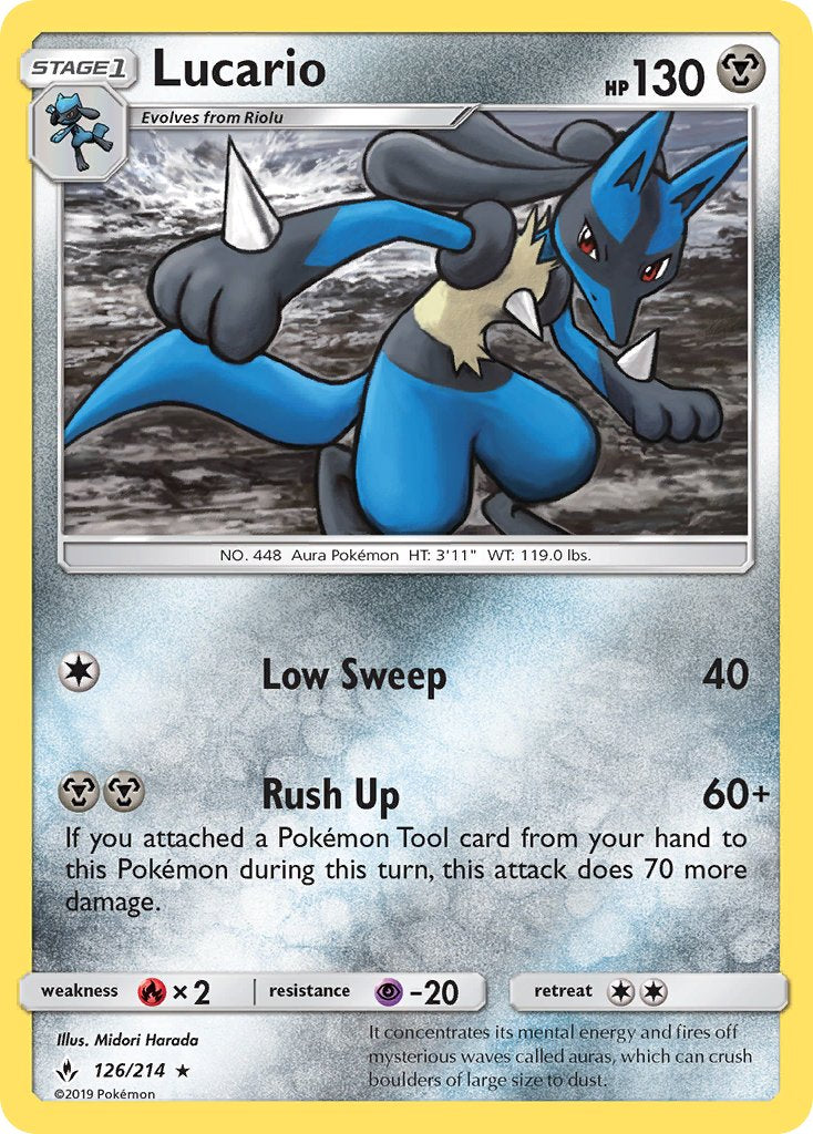 Lucario (126/214) (Theme Deck Exclusive) [Sun & Moon: Unbroken Bonds] - Comfy Hobbies