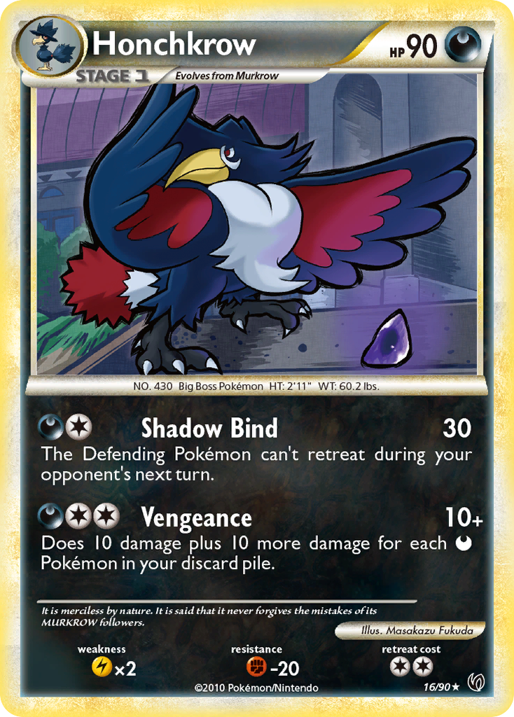 Honchkrow (16/90) [HeartGold & SoulSilver: Undaunted] - Comfy Hobbies