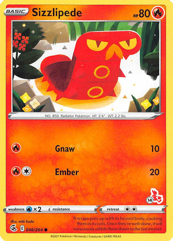 Sizzlipede (046/264) (Cinderace Stamp #14) [Battle Academy 2022] - Comfy Hobbies