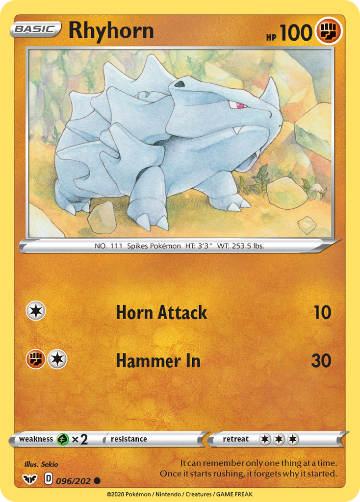 Rhyhorn (096/202) [Sword & Shield: Base Set] - Comfy Hobbies