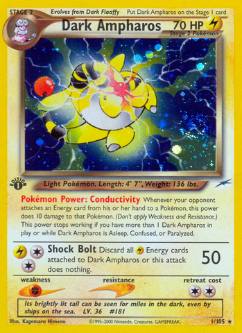 Dark Ampharos (1/105) [Neo Destiny 1st Edition] - Comfy Hobbies
