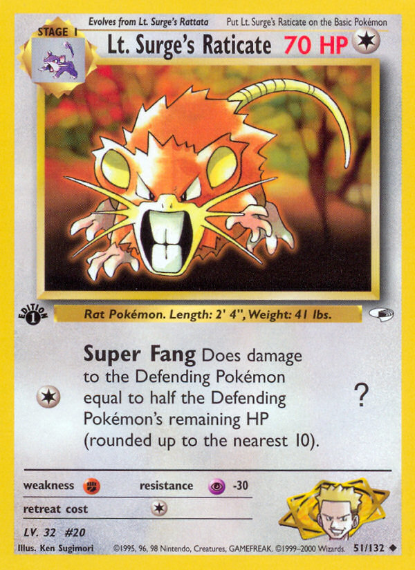 Lt. Surge's Raticate (51/132) [Gym Heroes 1st Edition] - Comfy Hobbies