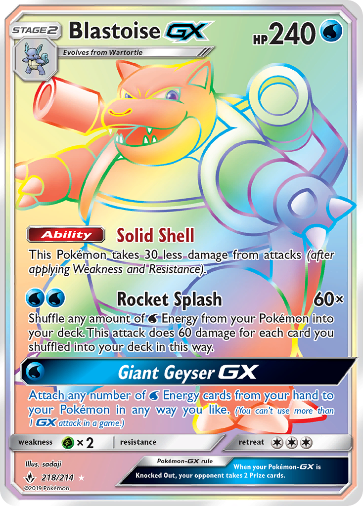 Blastoise GX (218/214) [Sun & Moon: Unbroken Bonds] - Comfy Hobbies