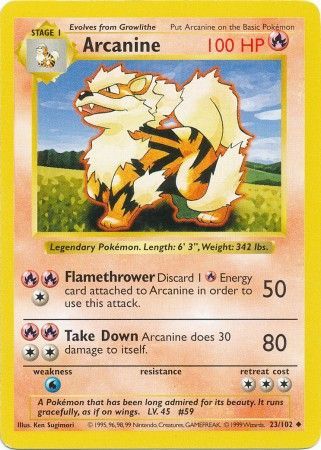 Arcanine (23/102) [Base Set Shadowless Unlimited] - Comfy Hobbies