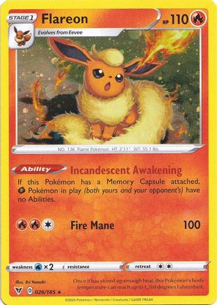 Flareon (026/185) (Cosmos Holo) [Sword & Shield: Vivid Voltage] - Comfy Hobbies