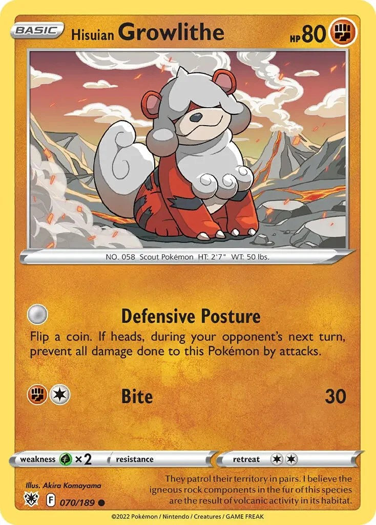 Hisuian Growlithe (070/189) (Theme Deck Exclusive) [Sword & Shield: Astral Radiance] - Comfy Hobbies