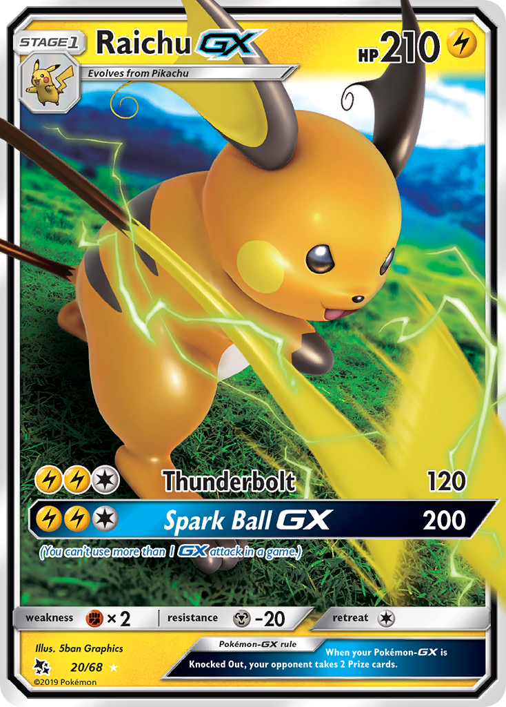 Raichu GX (20/68) [Sun & Moon: Hidden Fates] - Comfy Hobbies