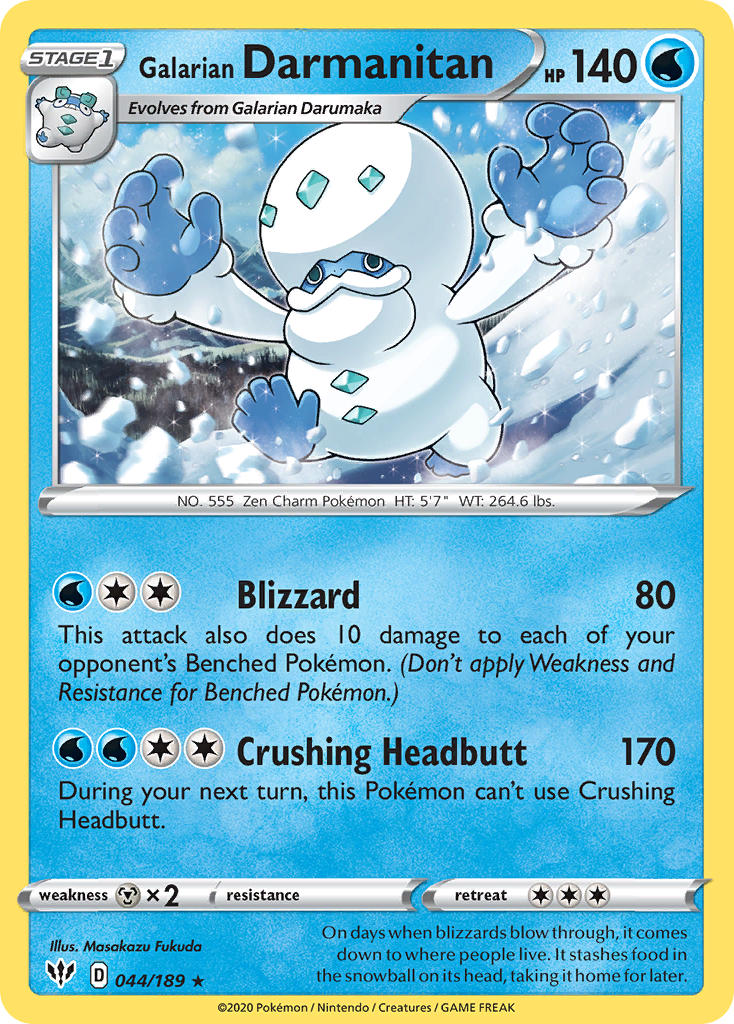 Galarian Darmanitan (044/189) (Cracked Ice Holo) (Theme Deck Exclusive) [Sword & Shield: Darkness Ablaze] - Comfy Hobbies