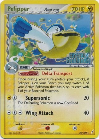 Pelipper (26/100) (Delta Species) (Stamped) [EX: Crystal Guardians] - Comfy Hobbies