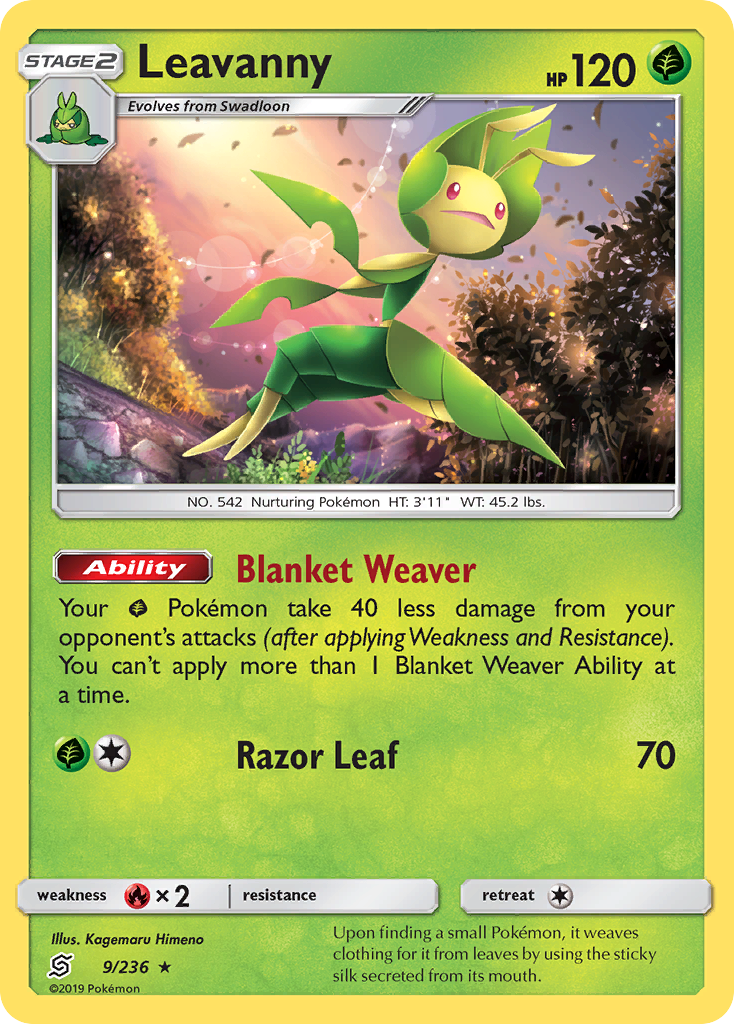 Leavanny (9/236) [Sun & Moon: Unified Minds] - Comfy Hobbies