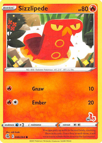 Sizzlipede (046/264) (Cinderace Stamp #56) [Battle Academy 2022] - Comfy Hobbies