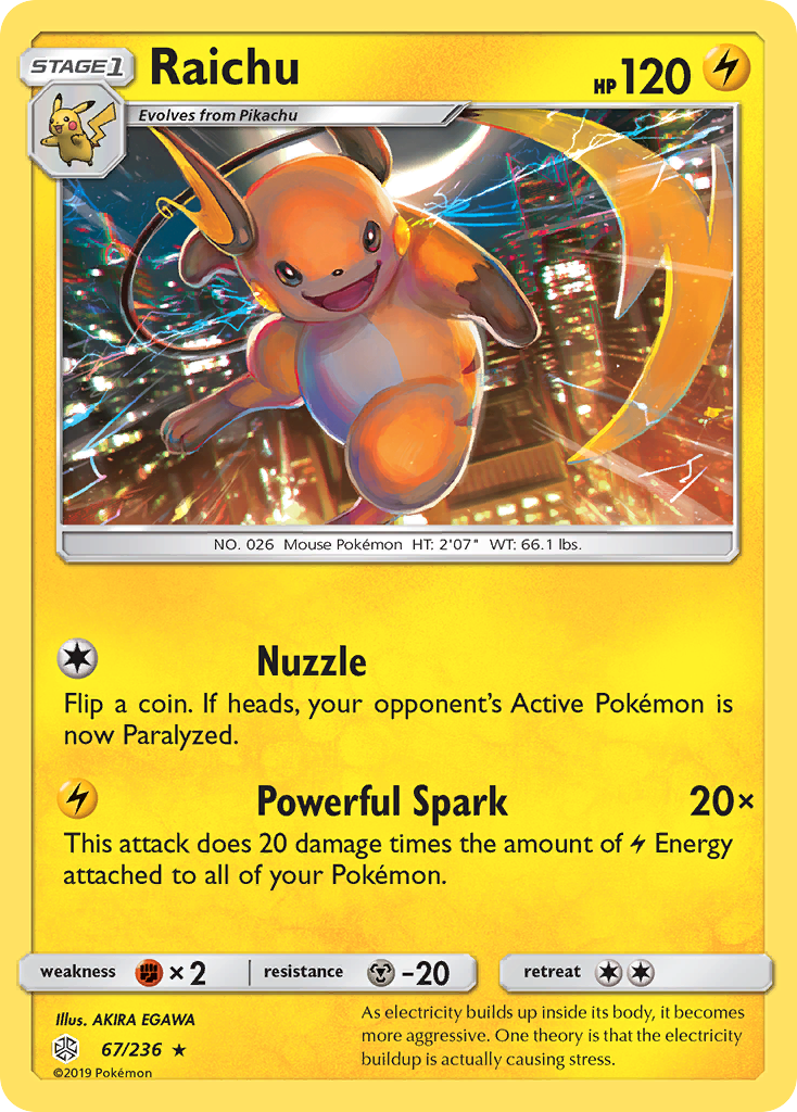 Raichu (67/236) [Sun & Moon: Cosmic Eclipse] - Comfy Hobbies