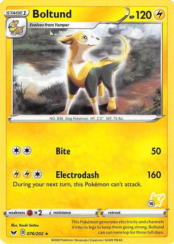 Boltund (076/202) (Pikachu Stamp #16) [Battle Academy 2022] - Comfy Hobbies