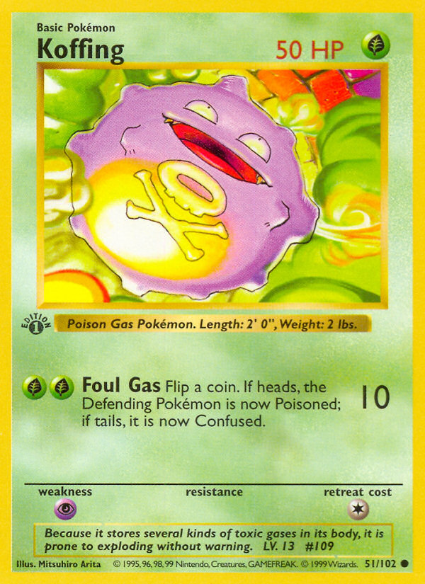 Koffing (51/102) (Shadowless) [Base Set 1st Edition] - Comfy Hobbies