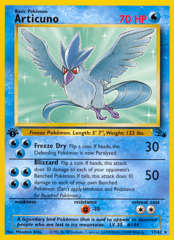 Articuno (17/62) [Fossil 1st Edition] - Comfy Hobbies