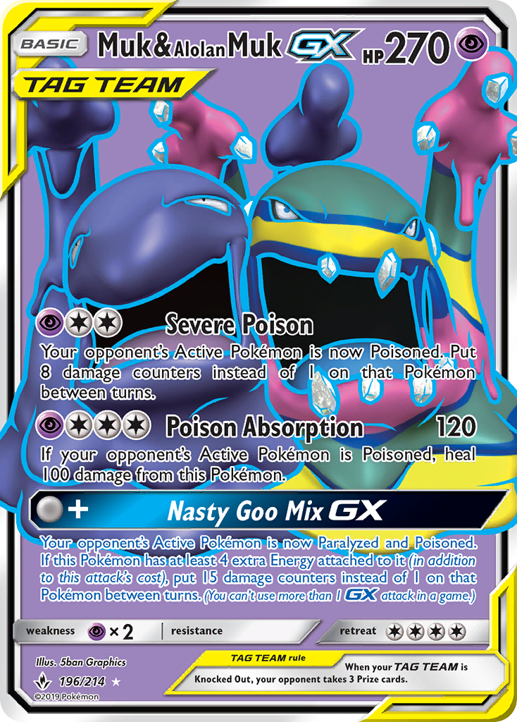 Muk & Alolan Muk GX (196/214) [Sun & Moon: Unbroken Bonds] - Comfy Hobbies
