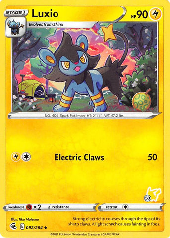 Luxio (092/264) (Pikachu Stamp #53) [Battle Academy 2022] - Comfy Hobbies