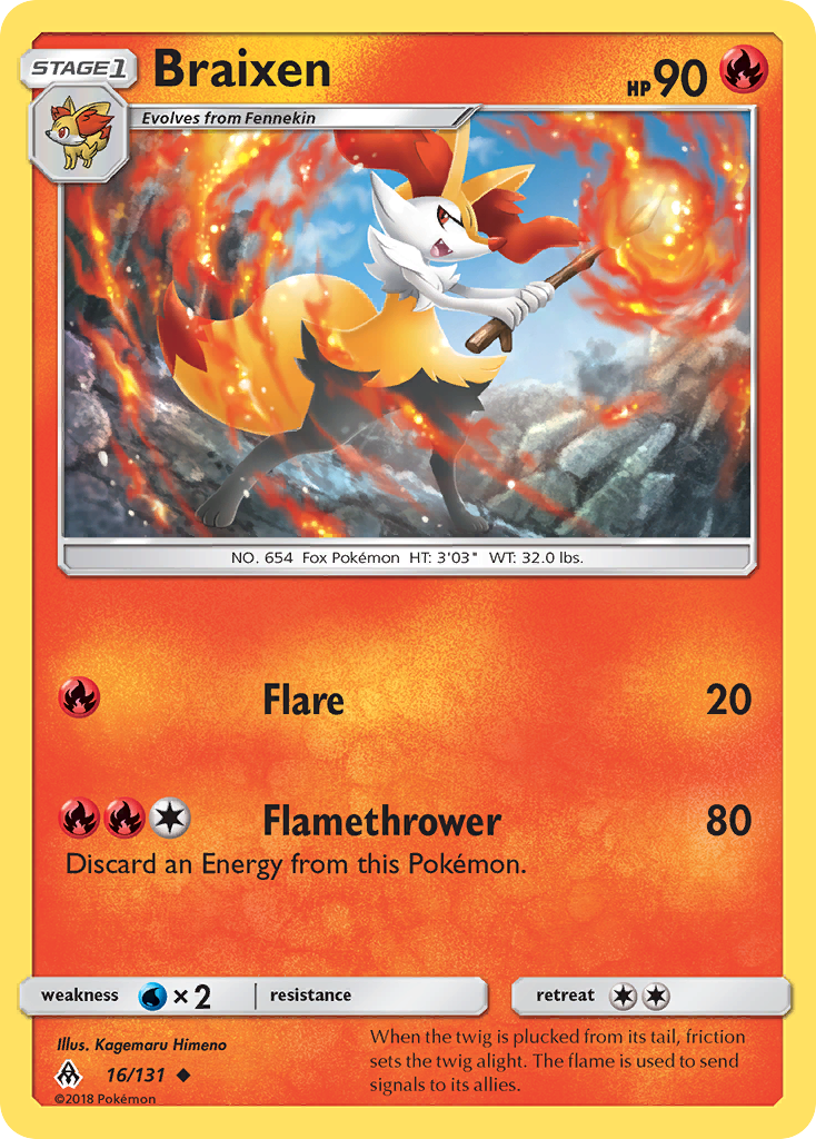 Braixen (16/131) [Sun & Moon: Forbidden Light] - Comfy Hobbies