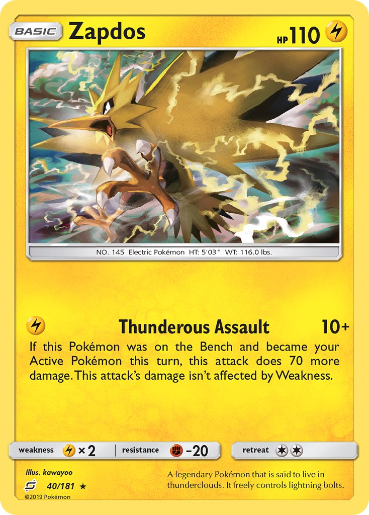 Zapdos (40/181) (Theme Deck Exclusive) [Sun & Moon: Team Up] - Comfy Hobbies